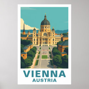 Wien Österrike Retro Resa Barock Konsttryck Poster