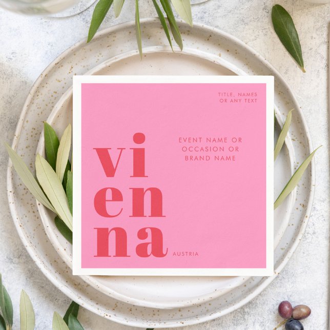 Wien Österrike röd rosa typografi Pappersservett (Skapare uppladdad)