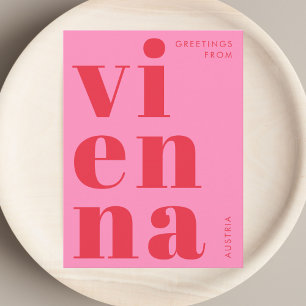 Wien Österrike röd rosa typografi vykort