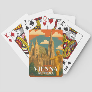 Wien Österrike Spelkort Däck Vintage Resa