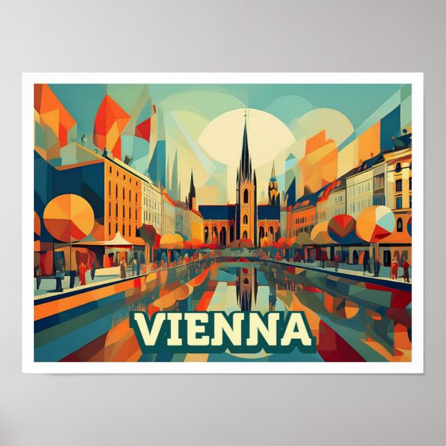 Wien Österrike Travel konstnärligt färgad Poster (Framsidan)