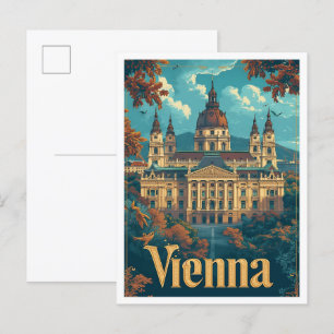 Wien Österrike Vintage Konst Resa Illustration Vykort
