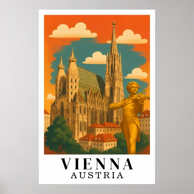 Wien Österrike Vintage Resa Konst Poster (Framsidan)