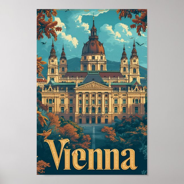 Wien Österrike Vintagekonst Reseskisser Illustrati Poster (Framsidan)