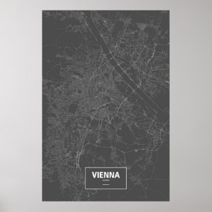 Wien, Österrike (vit på svart) Poster