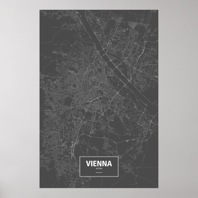 Wien, Österrike (vit på svart) Poster (Framsidan)