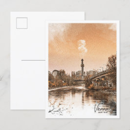 Wien Österrikes vackra Färg Sketch-landskap Vykort