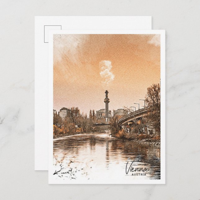Wien Österrikes vackra Färg Sketch-landskap Vykort (Fram/baksida)