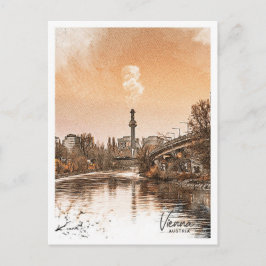 Wien Österrikes vackra Färg Sketch-landskap Vykort