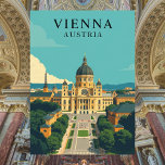 Wien, Österrikes Vintage resor Art-vykort Vykort<br><div class="desc">Upptäck Wiens fantastiska stad, Österrike, med det här vykortet för vintage som fångar sin imperialistiska elegans och sjudande kulturscen. Wien är känd för sin fantastiska arkitektur, historiska palats och rikens musikaliska arv och har inspirerat konstnärer och kompositörer i århundraden. Detta vykort för återföreläsning i stil har symbolmärken som Schönbrunn Palace,...</div>