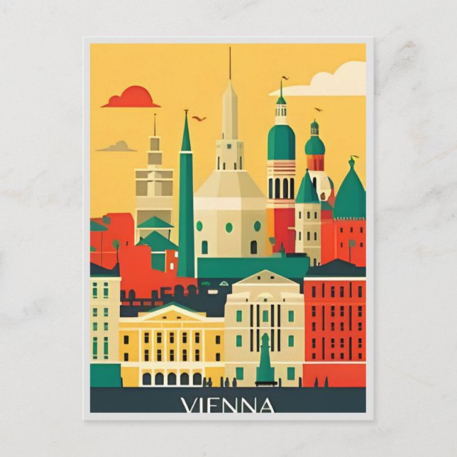 Wien Österrikiska Vintage resor-turistsouvenir Vykort (Framsida)