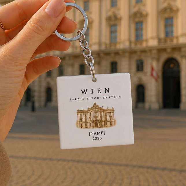 Wien Palais Liechtenstein | Name & Jahr (Wien Palais Liechtenstein Schlüsselanhänger – personalisierbar im Vintage-Stil.)