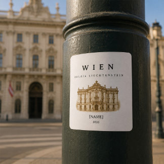 Wien Palais Liechtenstein | Name & Jahr Fyrkantigt Klistermärke