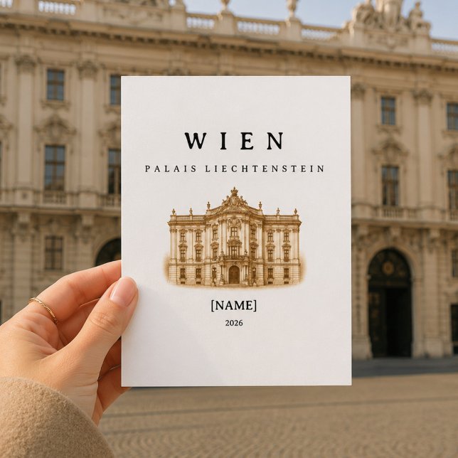 Wien Palais Liechtenstein | Name & Jahr Vykort (Wien Palais Liechtenstein Postkarte – personalisierbar im eleganten Vintage-Stil.)