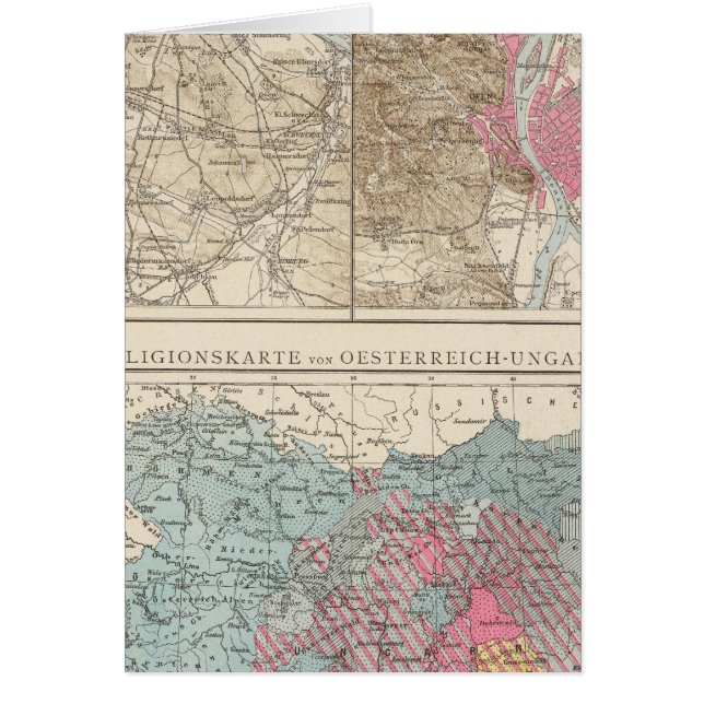 Wien, Prag, BudaPest Karta Hälsningskort (Framsidan)