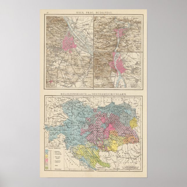 Wien, Prag, BudaPest Karta Poster (Framsidan)