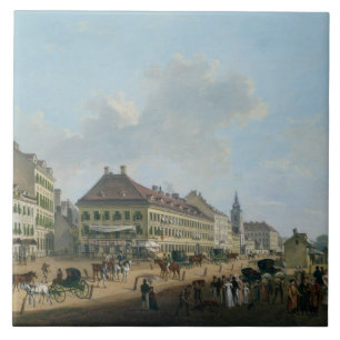 Wien promenaden, 1824 (olja på kanfas) kakelplatta