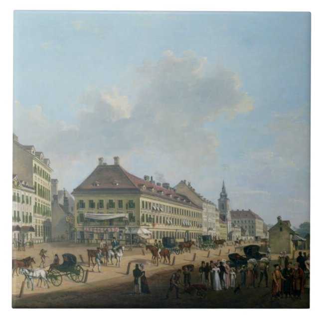 Wien promenaden, 1824 (olja på kanfas) kakelplatta (Framsidan)