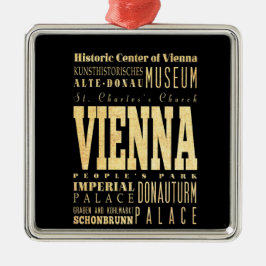 Wien stad av Österrike typografikonst Julgransprydnad Metall