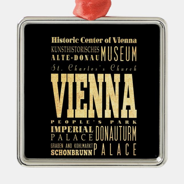 Wien stad av Österrike typografikonst Julgransprydnad Metall (Framsidan)
