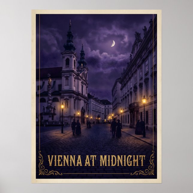 Wien Vid Midnatt Mörk Gotisk Resa Poster (Framsidan)