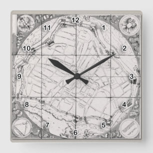 Wien von August Hirschvogel Quadratische Wanduhr Fyrkantig Klocka
