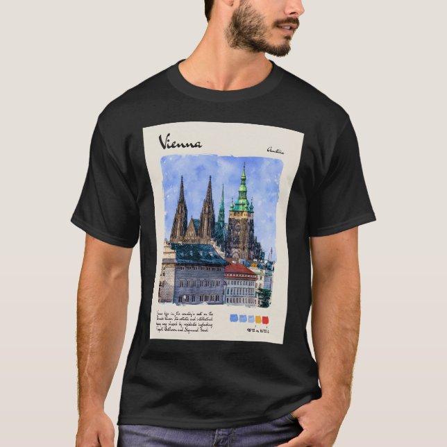 Wien Watercolor Travel T Shirt (Framsida)