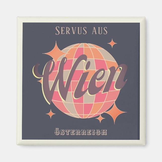 Wien Wien Österreich Austria Retro Magnet (Framsidan)