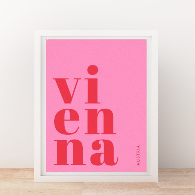 Wien Wien Österrike typografi rosa Affisch (Skapare uppladdad)