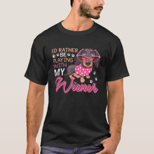 Wiener Dachshund-Hund-ID:t spelas snarare med min T Shirt