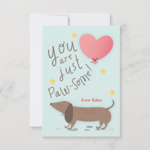 Wiener Dog & Ballong Alla Hjärtans Dag-kort Inbjudningar