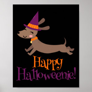 Wiener Dog Halloween Skelett Dachshund Älskare Hal Poster