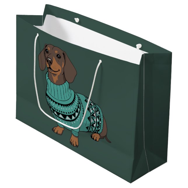 Wiener Dog Jul Fulstygd Tröja Dachshund Husdjur  (Framsidan Vinklad)