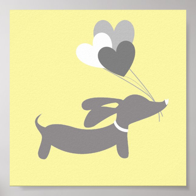 Wiener Dog Nurseries Konst Gul Könsneutral Hund Poster (Framsidan)