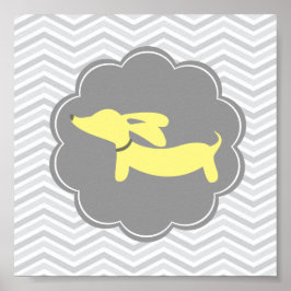 Wiener Dog Nursery Art Gul Könsneutral Hund Poster