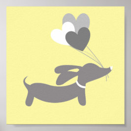 Wiener Dog Nursery Art Gul Könsneutral Hund Poster