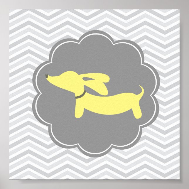 Wiener Dog Nursery Konst Gul Könsneutral Hund Poster (Framsidan)