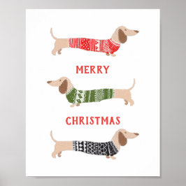 Wiener Dogs Dachshund God Jul Sweater Poster