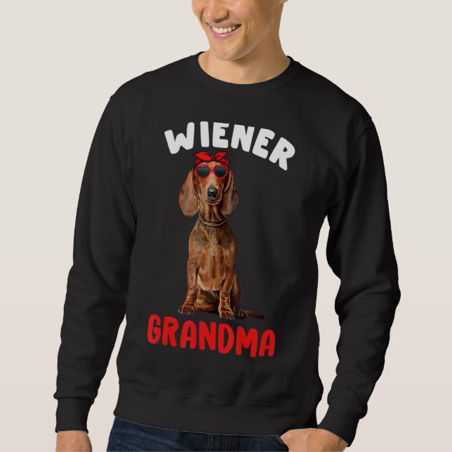 Wiener Grandma Funny Dachshund Grandma Doxie Hund  Lång Ärmad Tröja (Framsida)