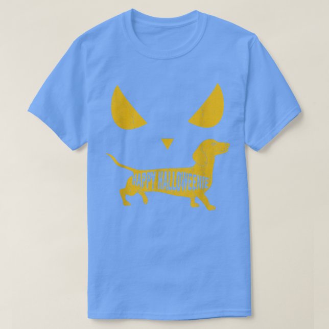Wiener Hund Dachshund Badger Lycklig Halloweenie A T Shirt (Design framsida)