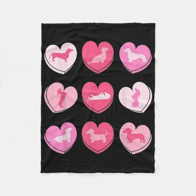 Wiener Hund Dachshund Hearts Candy Valentines day  Fleecefilt (Framsidan)