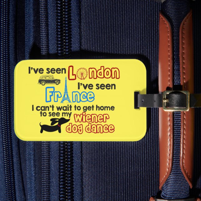 Wiener Hund Dance London Frankrike Travel Luggage  Bagagebricka (Framsida Insitu 4)