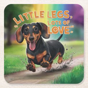 Wiener Hund Little Ben Lots Kärlek Underlägg Papper Kvadrat
