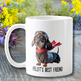 Wiener Hund Pilot Bästa Vän Rolig Aviation Kaffemugg