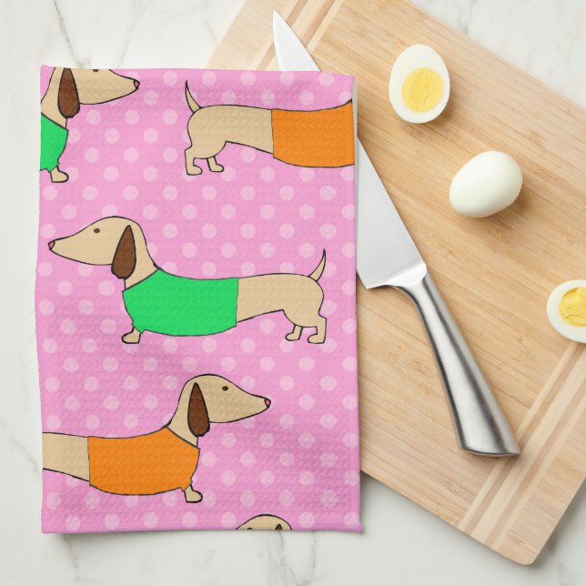 Wiener Hund Polka Dot Baker Kökshandduk (Vikt i Fjärdedel)