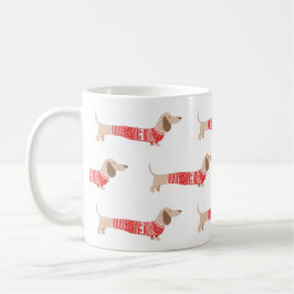 Wiener Hund Red-julsötare Mönster Helgdag Kaffemugg