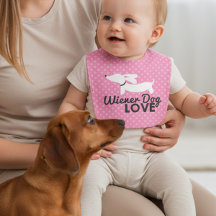 Wiener Hund Rosa Polka Hund Baby Bib