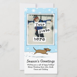 Wiener Hund Snö jul Dachshund Ditt foto Julkort