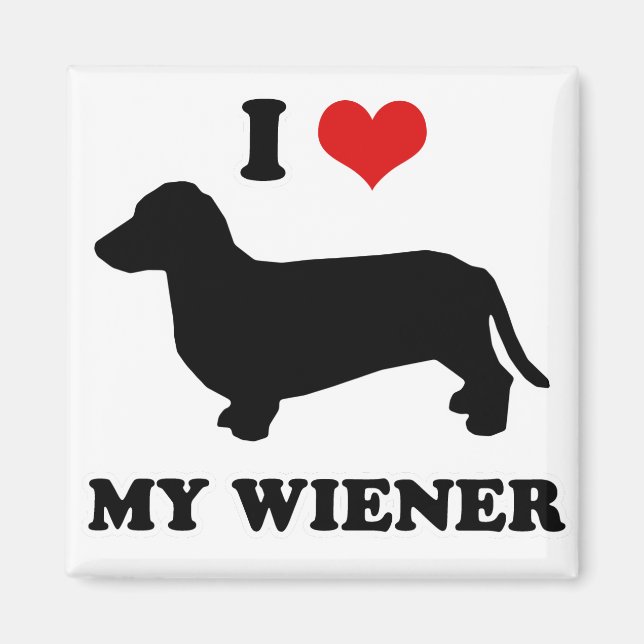 WIENER HUND TEES - "I kärlek my wiener" Magnet (Framsidan)
