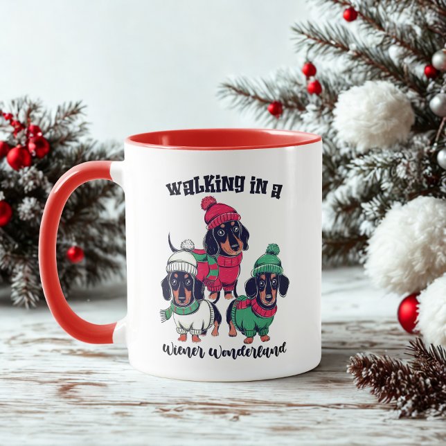 Wiener Wonderland Dachshund Doxie Julkaffe Mugg (Skapare uppladdad)
